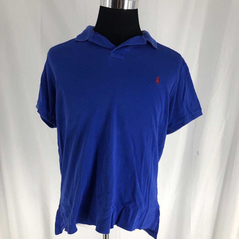 Polo Ralph Lauren Polo Shirt Mens Large Blue Pony Logo Short Sleeve Custom Fit